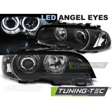 Koplampen dual halo rims geschikt voor BMW E46 04 99-03 03 coupe cabrio Angel Eyes LED zwart