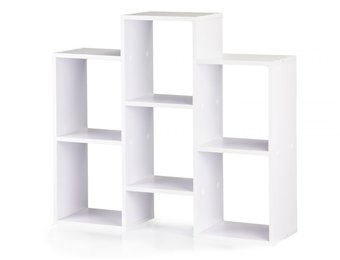 Modern houten boekenkast - 7 opbergvakken - wit