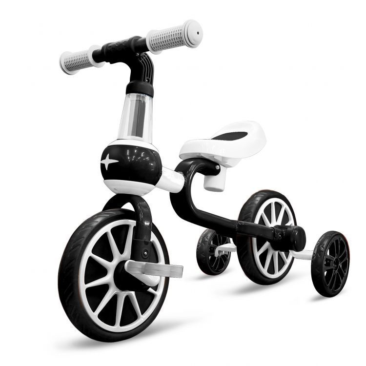 Loopfiets met zijwieltjes voor kinderen - trap pedalen - zwart wit VC-Lifestyle
