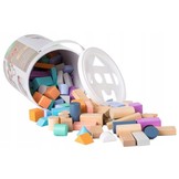 Houten blokkenset met handige emmer 100 stuks muti-gekleurd