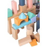 Houten blokkenset met handige emmer 100 stuks muti-gekleurd