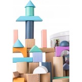 Houten blokkenset met handige emmer 100 stuks muti-gekleurd