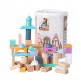 Houten blokkenset met handige emmer 100 stuks muti-gekleurd