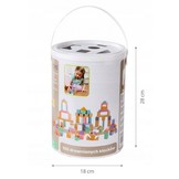 Houten blokkenset met handige emmer 100 stuks muti-gekleurd