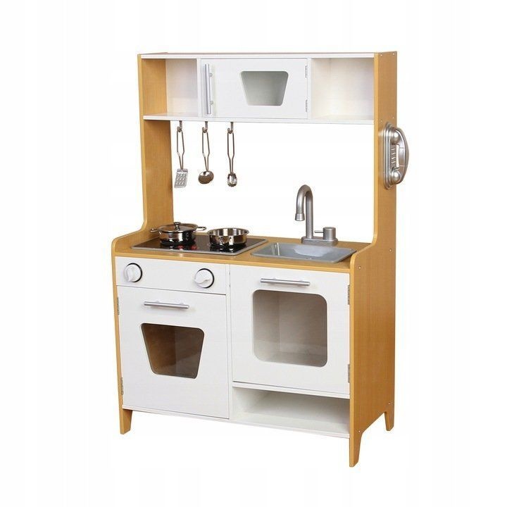 Houten kinderkeuken wit 60x30x90 cm met lichtjes en kookgeluiden