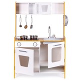 Houten kinderkeuken wit 60x30x90 cm met lichtjes en kookgeluiden