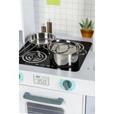 Houten kinderkeuken XXL grijs met wit 96x37x97 cm met keukgerei