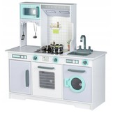 Houten kinderkeuken XXL grijs met wit 96x37x97 cm met keukgerei