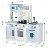 Houten kinderkeuken XXL grijs met wit 96x37x97 cm met keukgerei