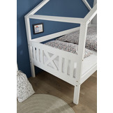 Huisbed kinderbed 90x200 grenenhout wit met lattenbodem