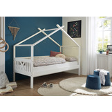 Huisbed kinderbed 90x200 grenenhout wit met lattenbodem