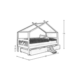 Huisbed kinderbed 90x200 grenenhout wit met lattenbodem