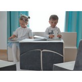 Kindersofa meubel schuim beige & grijs