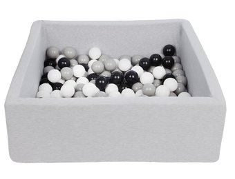 Vierkante ballenbak 90x90 cm met 150 ballen zwart, wit & grijs