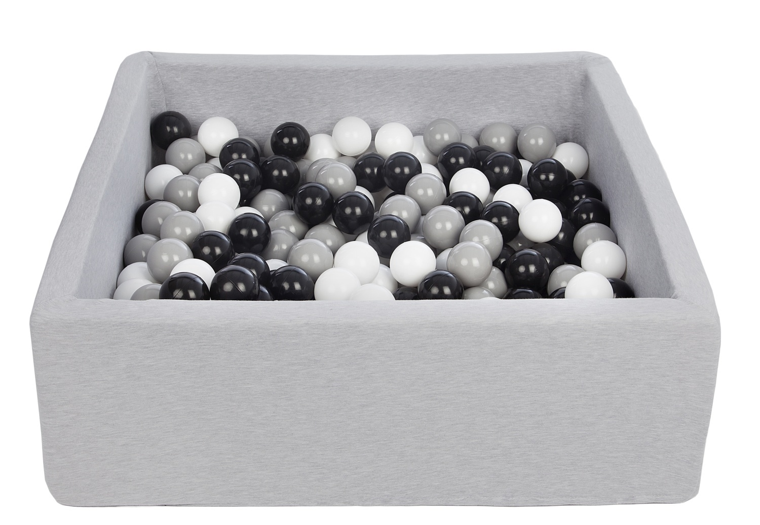 Vierkante ballenbak 90x90 cm met 300 ballen zwart, wit & grijs