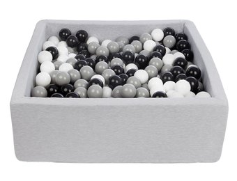 Vierkante ballenbak 90x90 cm met 450 ballen zwart, wit & grijs