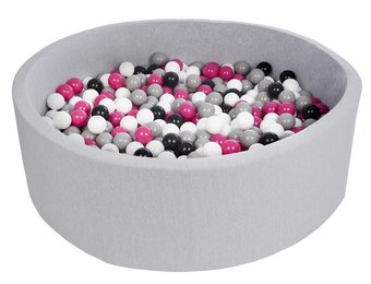 Ballenbak 125 cm met 600 ballen zwart, wit, paars & grijs