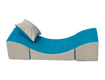 Kinder relaxstoel meubel schuim blauw & beige
