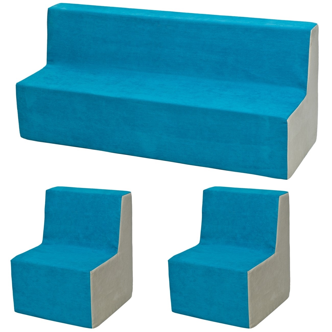 Schuim meubelset peuter uitgebreid blauw & beige