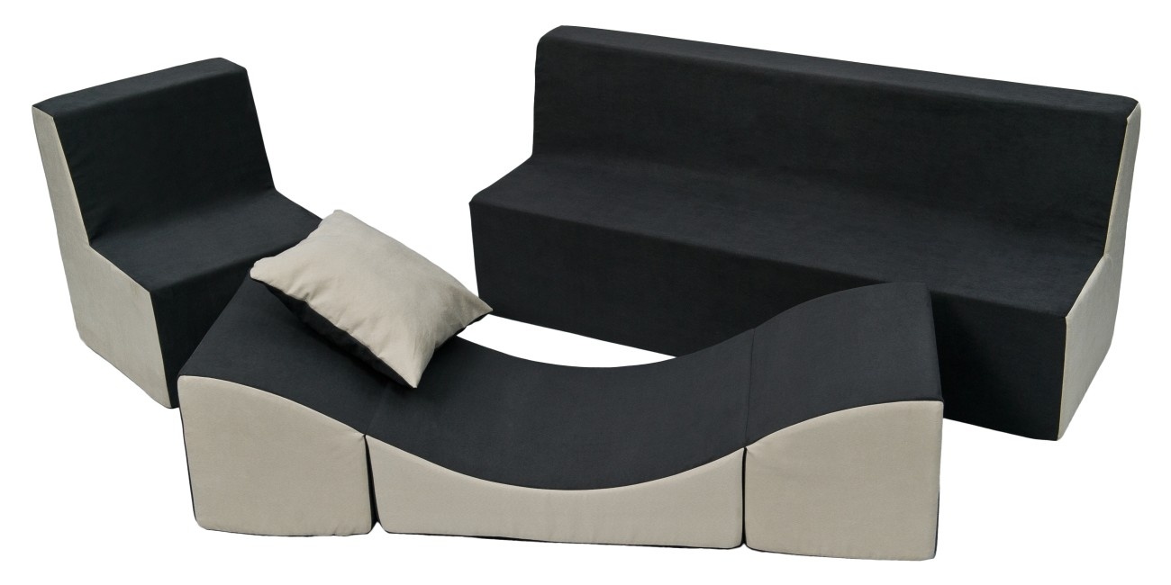 Schuim meubelset peuter compleet grijs & beige