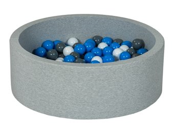 Ballenbak 90 cm met 150 ballen wit, blauw & grijs
