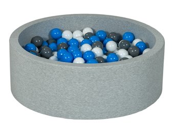Ballenbak 90 cm met 300 ballen wit, blauw & grijs