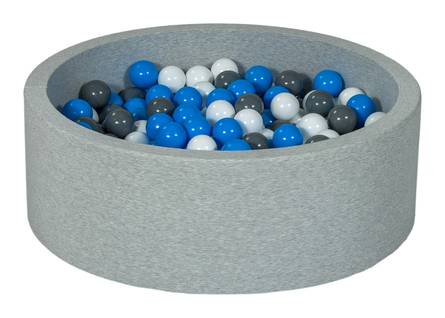 Ballenbak 90 cm met 300 ballen wit, blauw & grijs