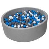 Ballenbak 125 cm met 1200 ballen wit, blauw & grijs