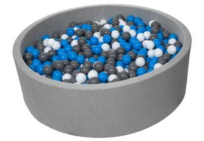 Ballenbak 125 cm met 1200 ballen wit, blauw & grijs