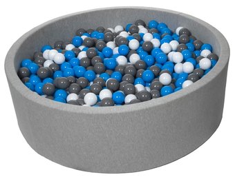 Ballenbak 125 cm met 1200 ballen wit, blauw & grijs