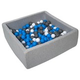 Vierkante ballenbak 90x90 cm met 300 ballen wit, blauw & grijs