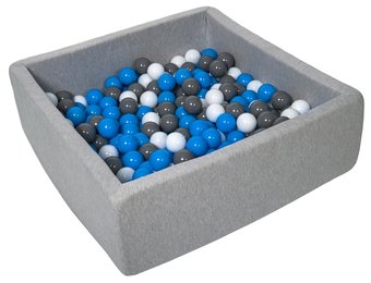 Vierkante ballenbak 90x90 cm met 300 ballen wit, blauw & grijs