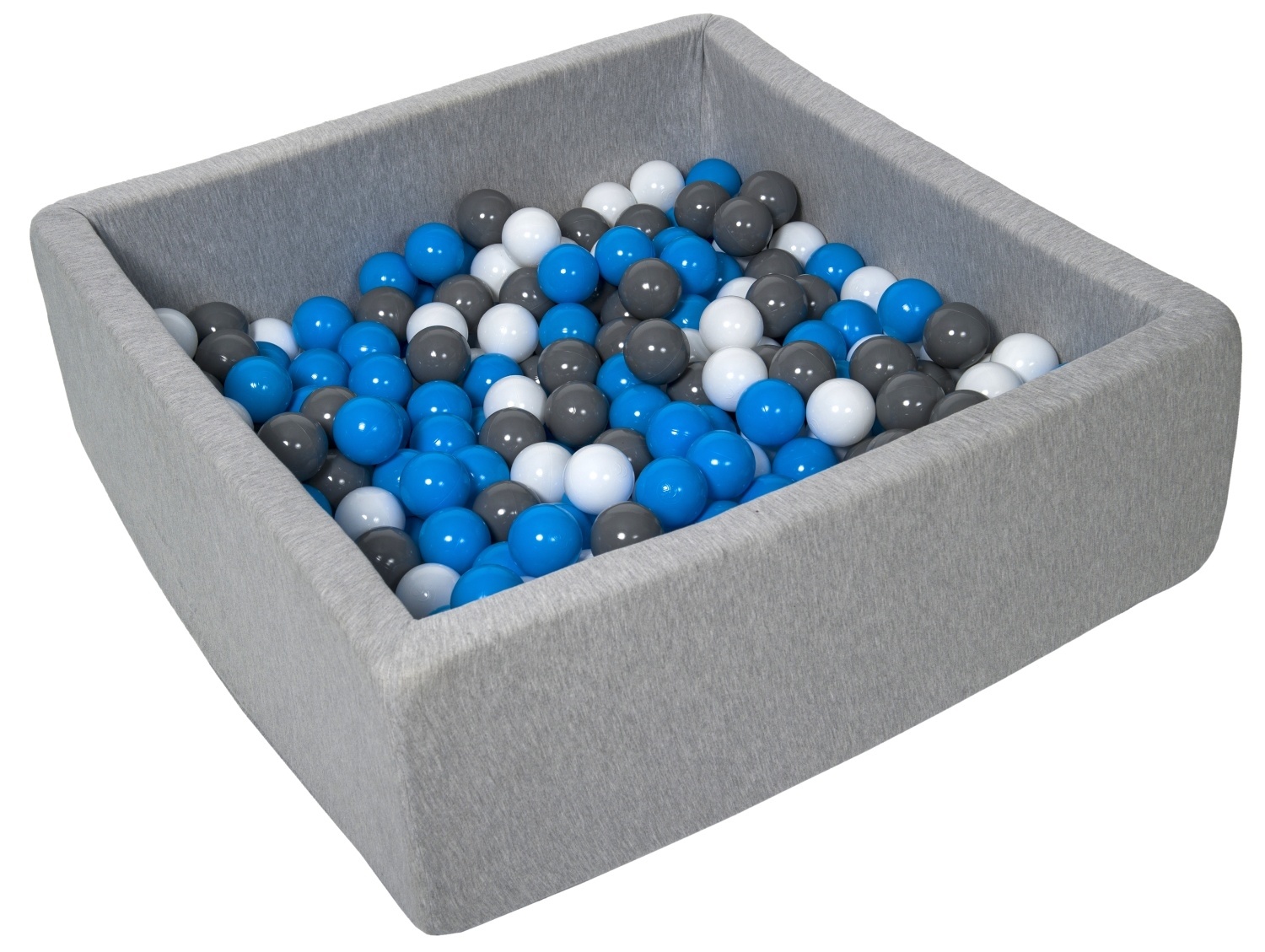 Vierkante ballenbak 90x90 cm met 300 ballen wit, blauw & grijs