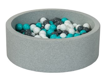Ballenbak 90 cm met 300 ballen wit, grijs & turquoise
