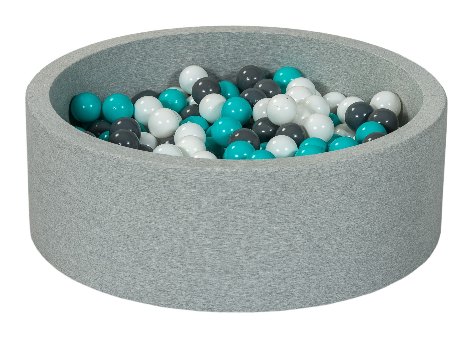Ballenbak 90 cm met 300 ballen wit, grijs & turquoise
