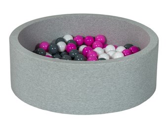Ballenbak 90 cm met 150 ballen wit, paars & grijs