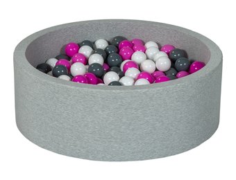 Ballenbak 90 cm met 300 ballen wit, paars & grijs