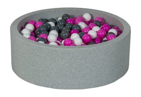 Ballenbak 90 cm met 450 ballen wit, paars & grijs