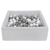 Vierkante ballenbak 90x90 cm met 300 ballen wit & grijs