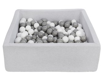 Vierkante ballenbak 90x90 cm met 300 ballen wit & grijs