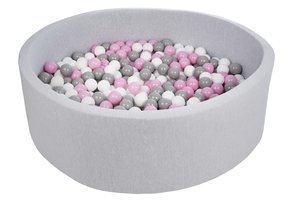 Ballenbak 125 cm met 600 ballen wit, licht paars & grijs