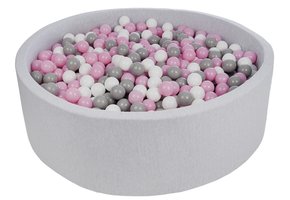 Ballenbak 125 cm met 1200 ballen wit, licht paars & grijs