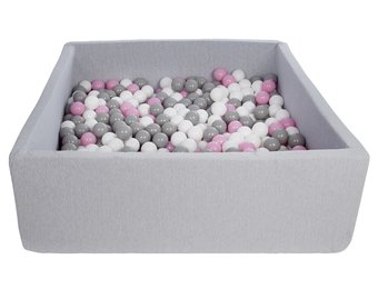 Vierkante ballenbak 120x120 cm met 600 ballen wit, licht paars & grijs