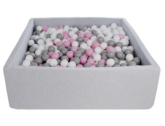 Vierkante ballenbak 120x120 cm met 1200 ballen wit, licht paars & grijs