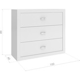 Kinder dressoir -100x89x40 cm - wit - 3 laden