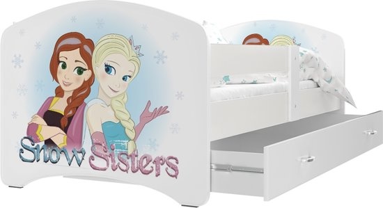 Kinderbed Frozen prinsessen 90x200cm - wit -met lade - zonder matras