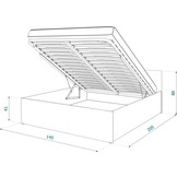 2 persoons bed 140x200 cm - wit - zonder matras - opklapbare bodem - schoonmaak vriendelijk