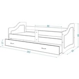 Kinderbed luxe uitvoering 200x80 cm - wit - met lade - met matras