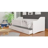 Kinderbed luxe uitvoering 200x80 cm - wit - met lade - met matras