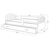 Kinderbed | Houten bed | 140x80cm| met lattenbodem | met uitschuiflade | grijs roze | met matras